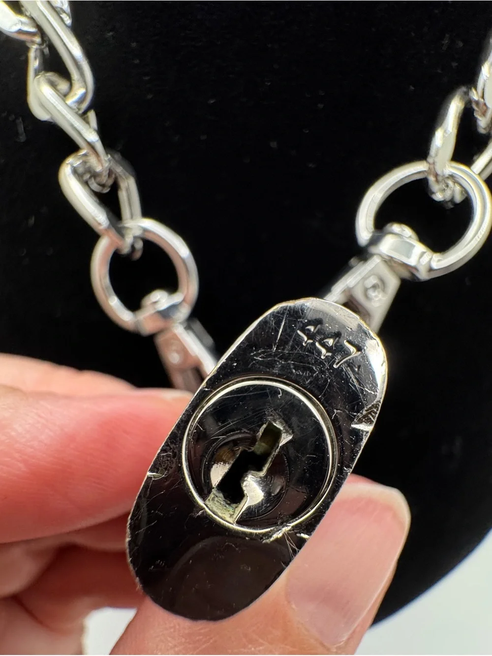 Louis Vuitton LV Silver Lock 447 with unbranded chain